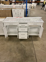 Sonoma 72 in. W x 22.1 in. D x 34.3 in. H Freestanding Bath Vanity in White with Carrara Marble Marble Top