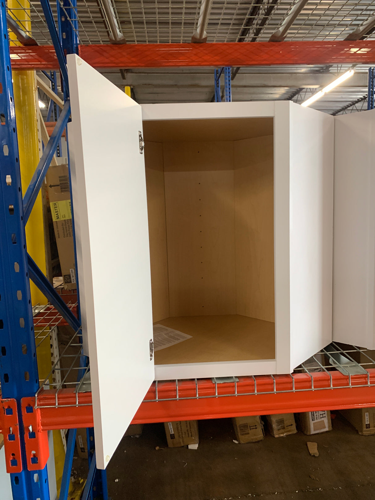 Shaker Satin White Stock Assembled Diagonal Corner Wall Kitchen Cabinet (24 in. x 30 in. x 12 in.)