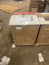Huckleberry 24 in. W x 19 in. D x 34 in. H Single Sink Bath Vanity in Weathered Tan with White Engineered Marble Top