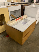 Ventford Reclaimed 36 in. Bath Vanity in Brushed Light Oak with Artificial Carrara Vanity Top with White Basin