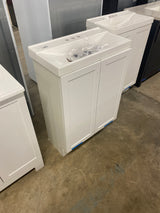 Penlee 25 in. Single Sink White Bath Vanity with White Cultured Marble Top (Assembled)