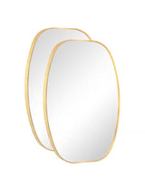 24 in. W x 36 in. H Gold Oval Wall Mounted Aluminum Alloy Bathroom Mirror Decorative Mirror(Set of 2)