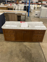 Collette 60 in. Double Sink Freestanding Bathroom Vanity with White Carrara Marble Top (Assembled)