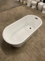 59 in. x 27.6 in. Soaking Bathtub with Side Drain in White/Matte Black