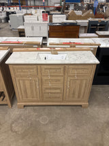 Doveton 48 in. W x 19 in. D x 34.50 in. H Freestanding Vanity in Weathered Tan with White Engineered Stone Top