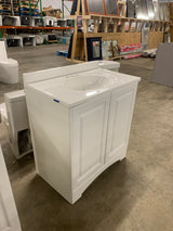 31 in. W x 19 in. D x 35 in. H Single Sink Freestanding Bath Vanity in White with White Cultured Marble Top