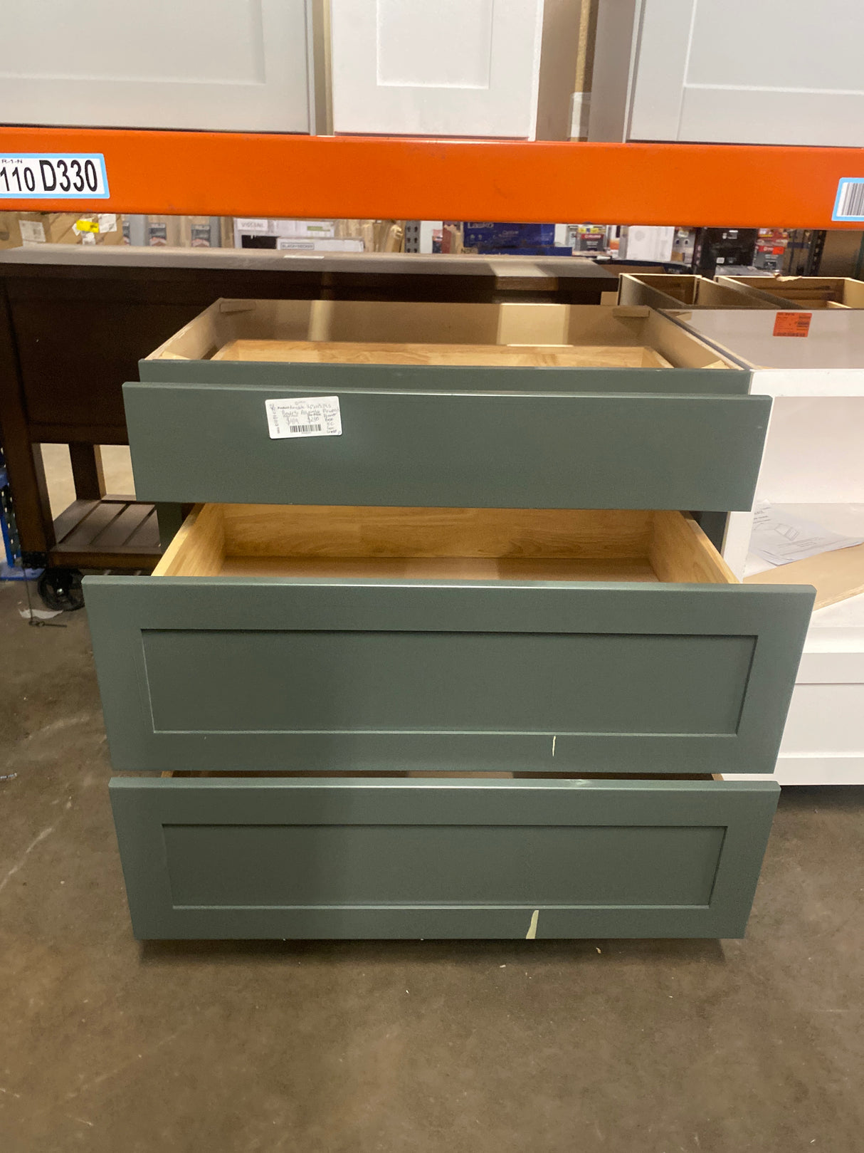 Avondale 36 in. W x 24 in. D x 34.5 in. H Ready to Assemble Plywood Shaker Drawer Base Kitchen Cabinet in Fern Green