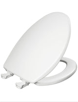 Elongated Closed Front Plastic Toilet Seat in White Removes for Easy Cleaning
