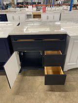 Clady 36.5 in. W x 18.75 in. D Bath Vanity in Deep Blue with Cultured Marble Vanity Top in Silver Ash with White Sink