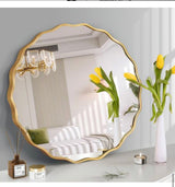 23.5 in. W x 23.5 in. H Round Gold Aluminum Alloy Framed Scalloped Wavy Wall Mirror
