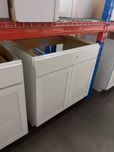 Westfield Feather White Assembled Sink Base Kitchen Cabinet (36 in. W x 23.75 in. D x 35 in. H)