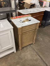 Aberdeen 24 in. W x 20 in. D x 34.5 in. H Bath Vanity in Antique Oak with Cracked White Carrara Marble Vanity Top
