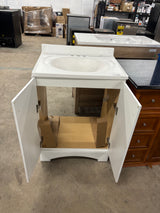 Everdean 25 in. W x 19 in. D x 34 in. H Single Sink Freestanding Bath Vanity in White with White Cultured Marble Top