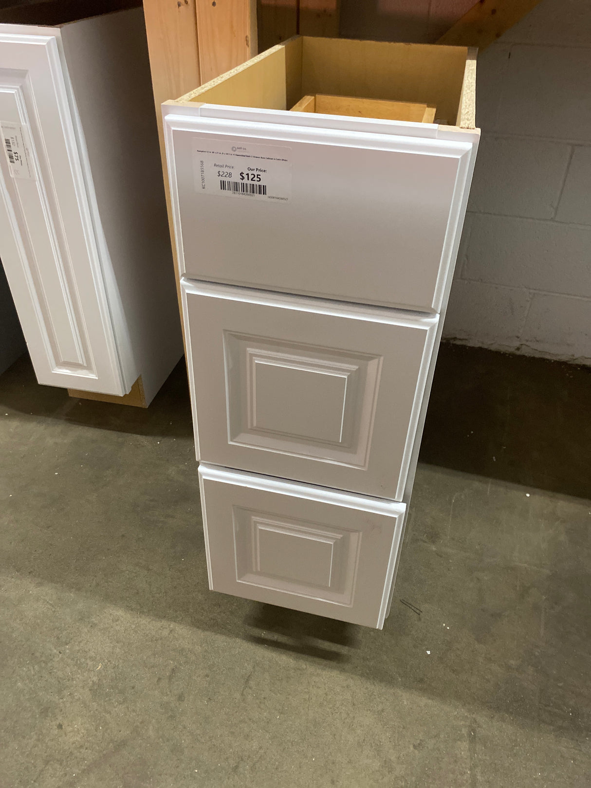 Hampton 12 in. W x 21 in. D x 34.5 in. H Assembled Bath 3-Drawer Base Cabinet in Satin White