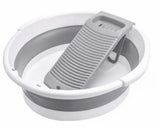 20 in. D x 20 in. W Freestanding Large Laundry Collapsible Washboard Basin with Scrubber for Hand Washing Clothes, Grey