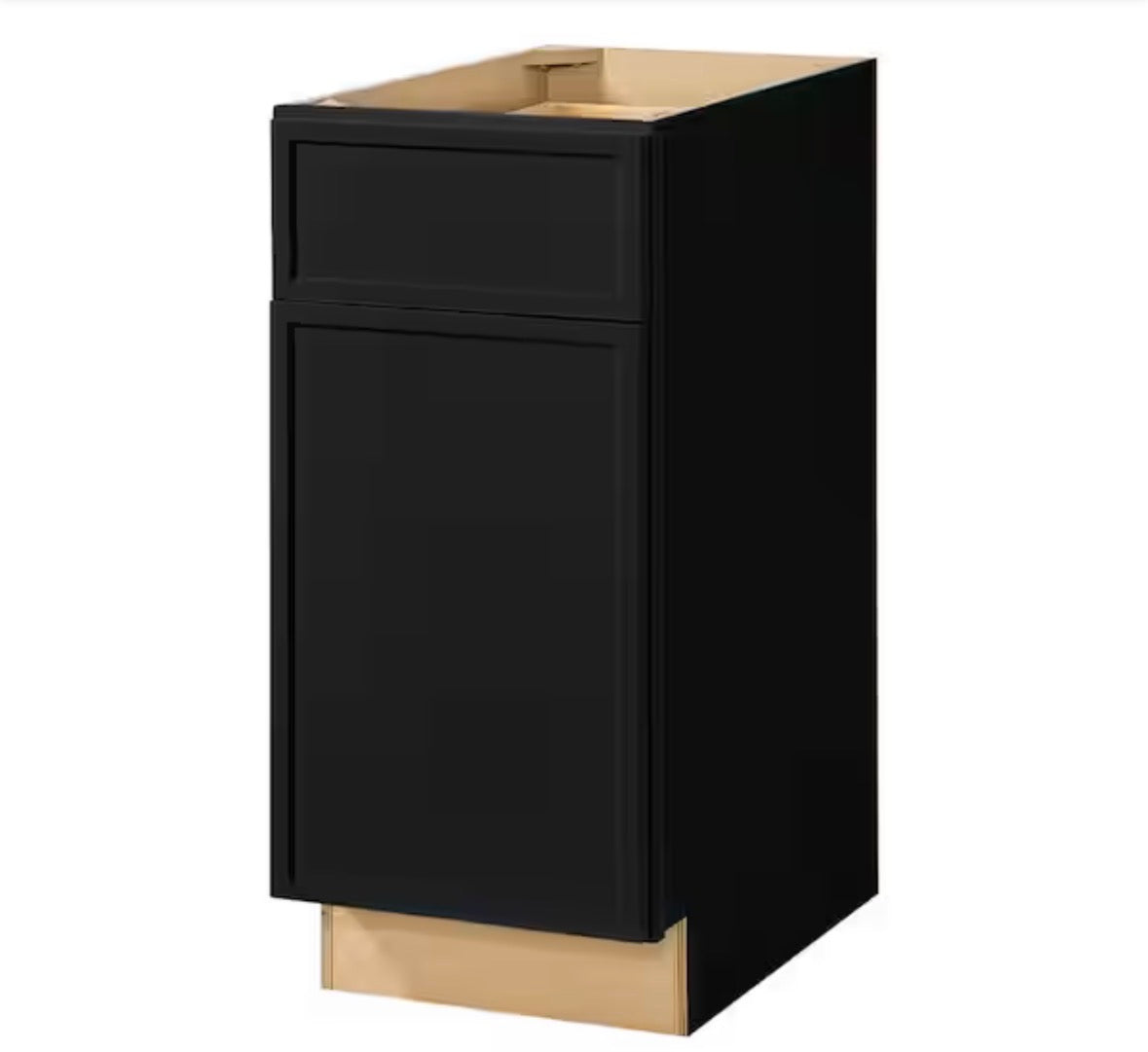 Leyton 15 in. W x 24 in. D x 34.5 in. H Ready to Assemble Plywood Slim Shaker Base Kitchen Cabinet in Raven Black