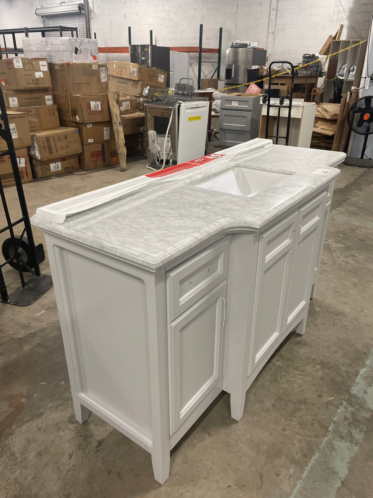 Sassy 60 in. Single Sink Freestanding Dove Gray Bath Vanity with Carrara Marble Top (Assembled)