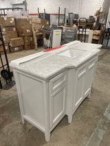 Sassy 60 in. Single Sink Freestanding Dove Gray Bath Vanity with Carrara Marble Top (Assembled)