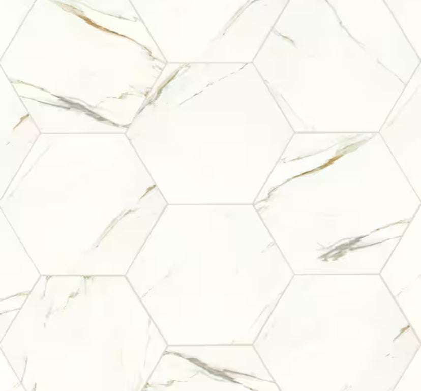 Genesis White 19 in. x 22 in. Matte Porcelain Marble Look Floor and Wall Tile (12.9 sq. ft./Case)