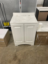Everdean 25 in. W x 19 in. D x 34 in. H Single Sink Freestanding Bath Vanity in White with White Cultured Marble Top
