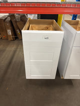 Shaker Satin White Stock Assembled Drawer Base Kitchen Cabinet with Drawer Glides (18 in. x 34.5 in. x 24 in.)