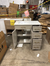 Marcote 36 in. Single Sink Freestanding Bathroom Vanity in Greige with White Volakas Engineered Marble Top