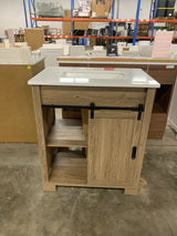 Brindley 30 in. W x 20 in. D x 35 in. H Single Sink Freestanding Vanity Aged Oak with Veined White Engineered Stone Top