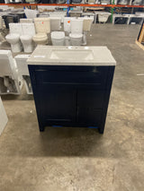 Clady 31 in. W x 19 in. D x 35 in. H Single Sink Bath Vanity in Deep Blue with Silver Ash Cultured Marble Top