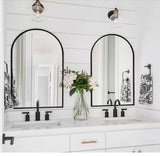 24 in. W x 36 in. H Arched Black Aluminum Alloy Framed Wall Mirror Decorative Wall Mirror (2-Pieces)