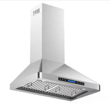30 in. 900 CFM Convertible Wall Mount Downdraft in Stainless Steel Rounded Corners with Touch Control LCD and Remote