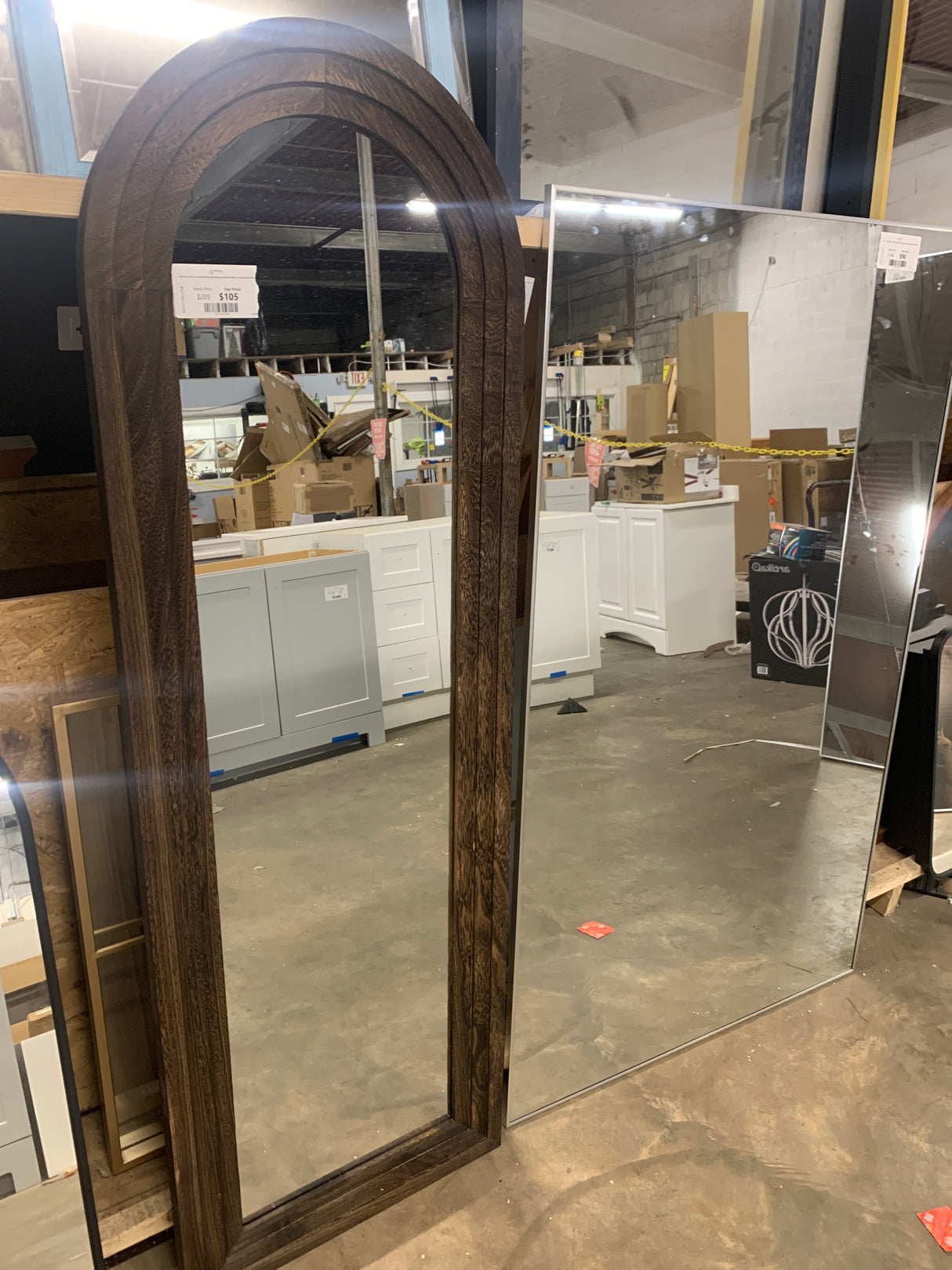 21 in. W x 64 in. H Arched Wooden Charcoal Framed Floor Mirror Standing Wall Mirror