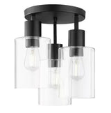 Sutton Place 14 in. 3-Light Matte Black Flush Mount, Farmhouse Ceiling Light