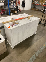 Doveton 60 in. W x 19 in. D x 34.50 in. H Bath Vanity in White with White Cultured Marble Top