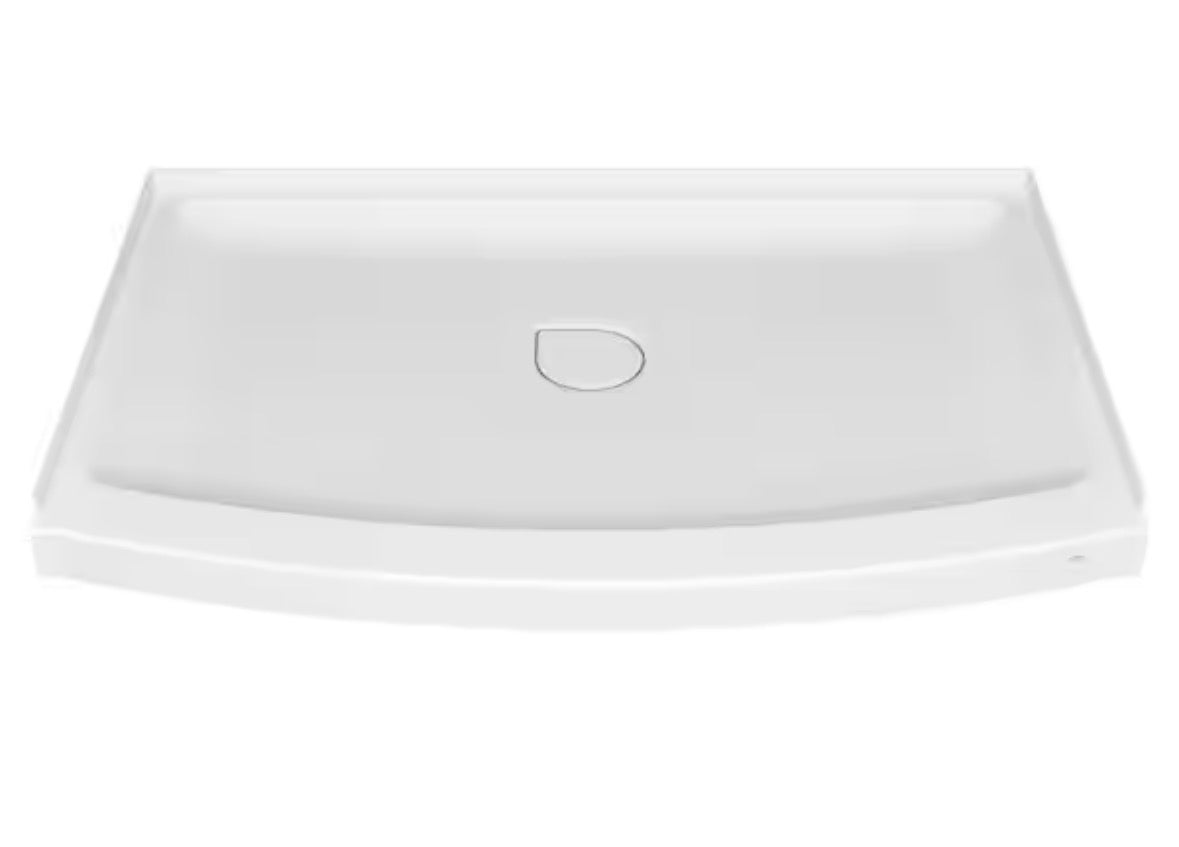Ovation Curve 48 in. L x 30 in. W Alcove Shower Pan Base with Center Drain in Arctic White