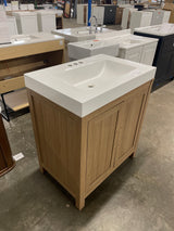 Cargrove 30 in. Single Sink Oak Bath Vanity with White Resin Composite Top (Assembled)