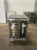 24 in. Dual Zone 19-Wine Bottle & 57-Can Beverage & Wine Cooler with removable Shelves & Child Lock in Stainless Steel