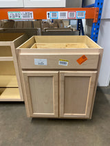 27 in. W x 24 in. D x 34.5 in. H Assembled Base Kitchen Cabinet in Unfinished with Recessed Panel