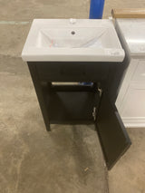 Cove 20 in. Single Sink Freestanding Rattan Bathroom Vanity in Black Oak with White Ceramic Top