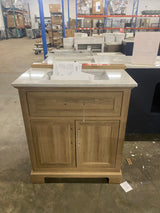 Doveton 30 in. W x 19 in. D x 34.50 in. H Freestanding Vanity in Weathered Tan with White Engineered Stone Top