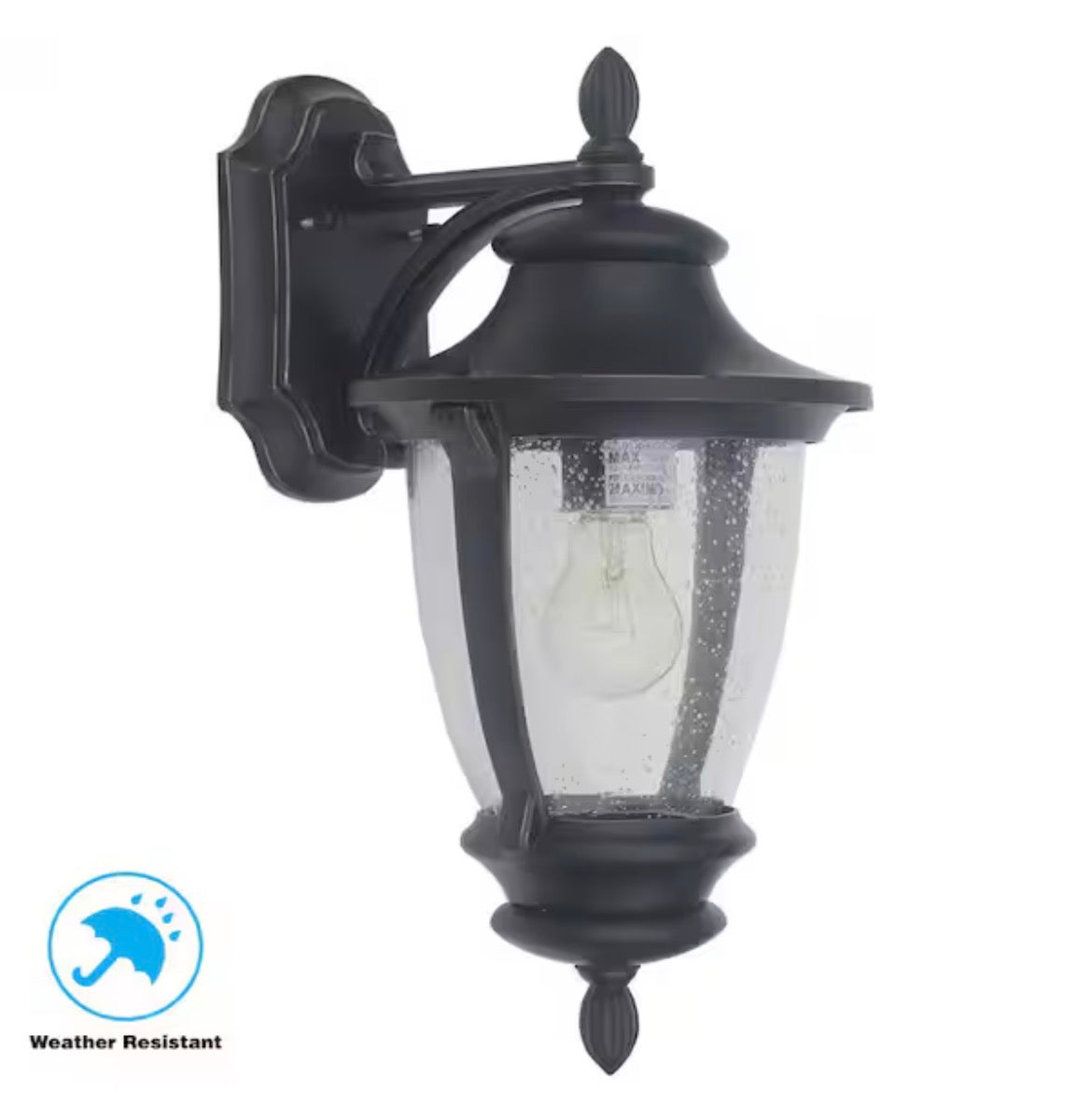 Wilkerson 14.13 in. 1-Light Hardwired Black Outdoor Wall Light Lantern Sconce with No Bulb Included