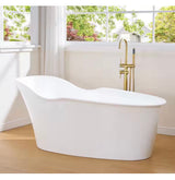 Wave 66 in. x 33 in. Acrylic FlatBottom Freestanding Soaking Bathtub with Drain and Overflow in White