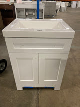 Everdean 25 in. W x 19 in. D x 34 in. H Single Sink Freestanding Bath Vanity in White with White Cultured Marble Top