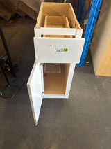 Shaker Satin White Stock Assembled Base Kitchen Cabinet with Ball-Bearing Drawer Glides (12 in. x 34.5 in. x 24 in.)