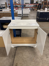 Glacier Bay 37 in. W x 19 in. D x 35 in. H Single Sink Freestanding Bath Vanity in White with White Cultured Marble Top