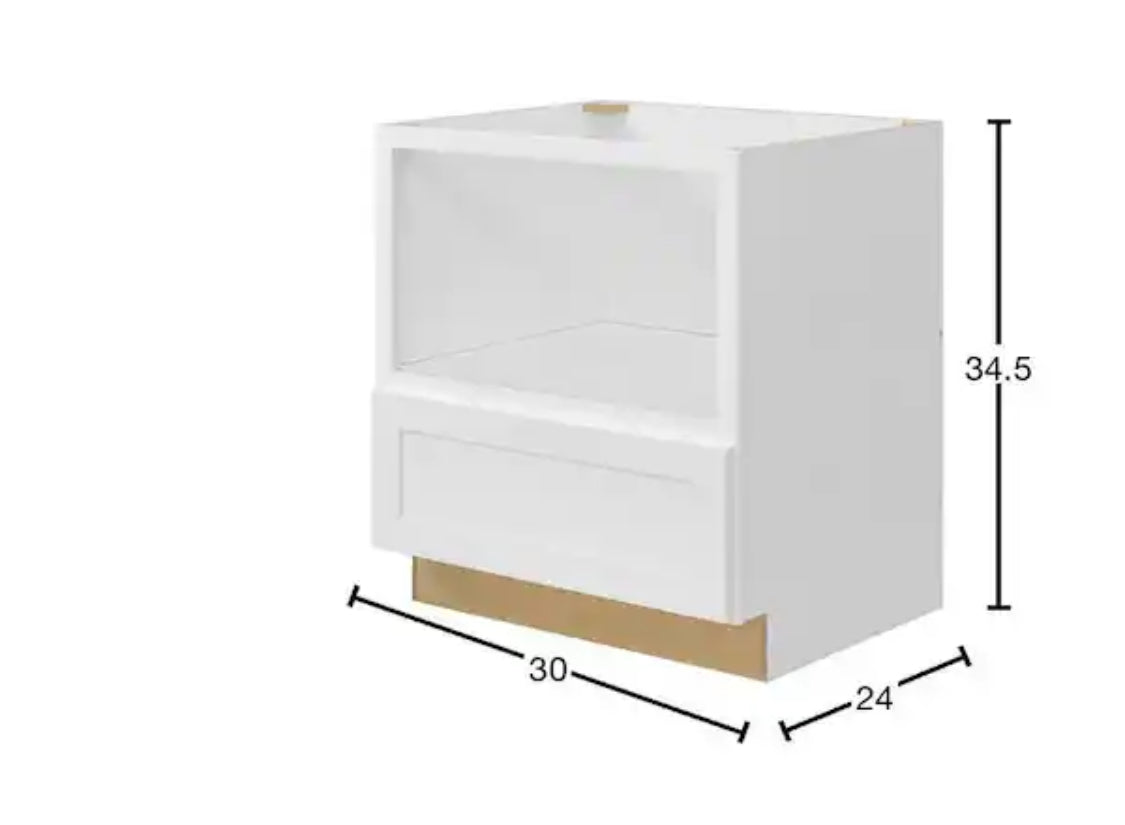 Avondale 30 in. W x 24 in. D x 34.5 in H Ready to Assemble Plywood Shaker Microwave Base Kitchen Cabinet in Alpine White