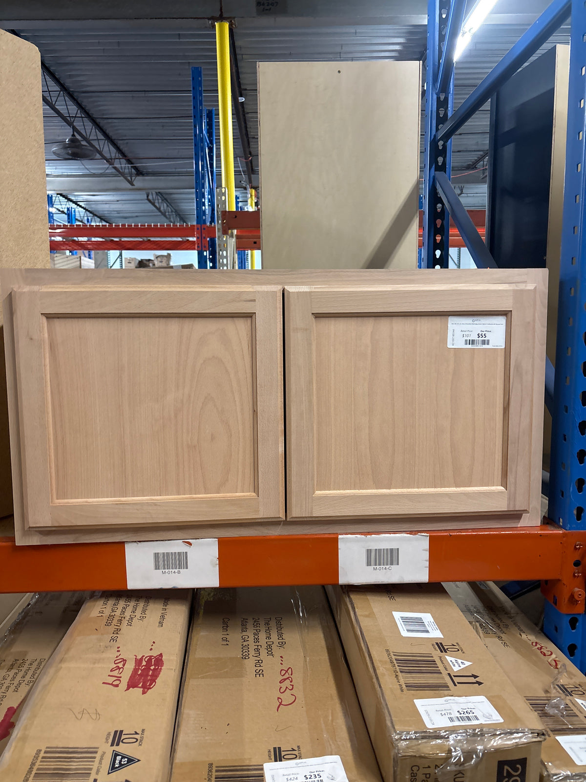 36 in. W x 12 in. D x 18 in. H Assembled Wall Bridge Kitchen Cabinet in Unfinished with Recessed Panel