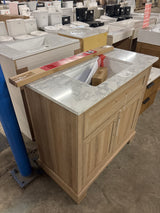 Doveton 36 in. W x 19 in. D x 34.50 in. H Freestanding Vanity in Weathered Tan with White Engineered Stone Top