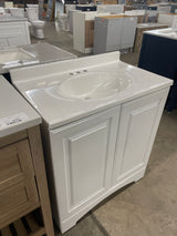 31 in. W x 19 in. D x 35 in. H Single Sink Freestanding Bath Vanity in White with White Cultured Marble Top