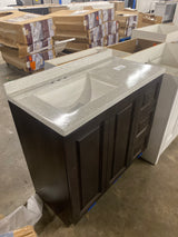 Northwood 37 in. W x 19 in. D x 38 in. H Single Sink Bath Vanity in Dusk with Silver Ash Engineered Solid Surface Top