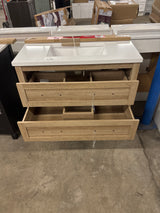 Autumn 36 in. W x 19 in. D x 34.5 in. H Single Sink Bath Vanity in Weathered Tan with White Engineered Stone Top